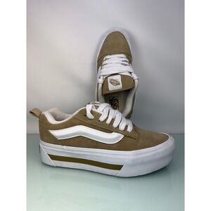 Vans Retro Chunky Platform Sneakers Women 9 Tan White Suede Skater y2k Grunge